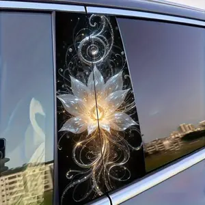 Lotus Pattern Car Sticker, Self Adhesive Car Window Decal, Car Decals, Car Exterior Decoration Accessories for Car Body Window Decor