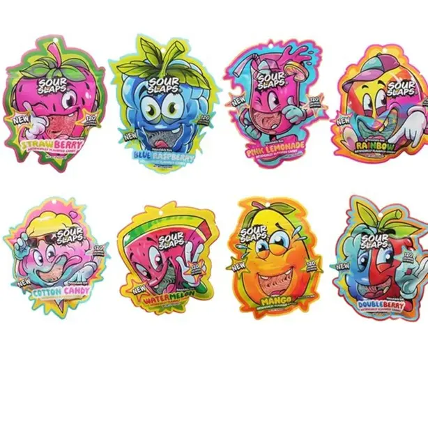 Sour Slaps 1 pack Vegetarian Flavored Candy Belts - Tangy, Fruit - 8 Mouth Watering Flavors - Snack, Sweet Bonbon Candies Chewy