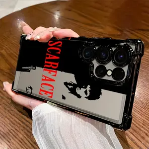 This Phone Case Featuring The Character from The Movie Scarface Is Compatible with Samsung Galaxy S25, S24, S23, S22, S21 FE Ultra Plus, And Offers a Transparent Soft Back for 4G And 5G Protection Against Drops.