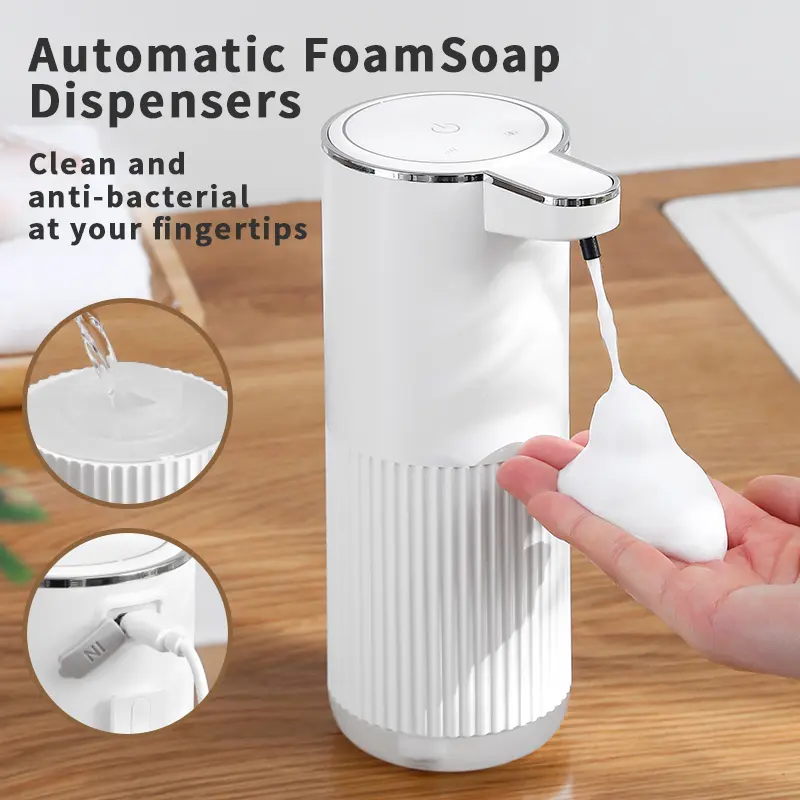 New Wall Mounted Automatic Soap Dispenser Foam Smart Hand Washing Machine 500ml Liquid Rechargeable Bathroom Induction Sensor Automatic Foaming Soap Dispenser