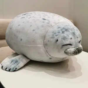 Cute Seal Plush Toy, Soft Plush Seal Ocean Theme Party Gift, Lazy Pose Stuffed Animal with Smooth Fins, Durable Soft Fluffy, Ideal for Baby Room Hugging/soothing Sensory Play