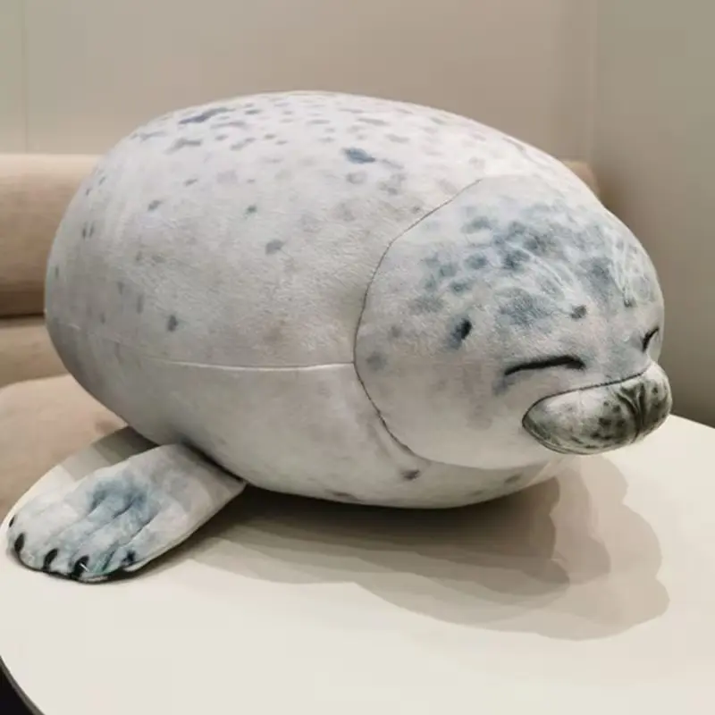 Cute Seal Plush Toy, Soft Plush Seal Ocean Theme Party Gift, Lazy Pose Stuffed Animal with Smooth Fins, Durable Soft Fluffy, Soft Huggable, Ideal for Baby Room Hugging/soothing Sensory Play