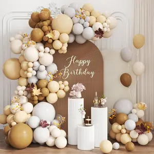 167-Piece Boho Brown & White Balloon Garland Kit Cocoa, Gray, Nude for Weddings & Parties