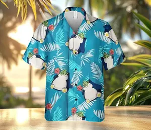 Pokemon Snorlax Unisex Hawaiian Shirt, Tropical Button up Shirt, Snorlax Shirt Gifts, Aloha Summer Hawaiian Shirt