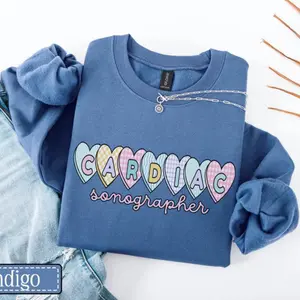 Cardiac Sonographer Valentine's Day Sweatshirt • Cardiac Ultrasound Tech V-day Hearts Work Sweater • Cardiovascular Sonography Crewneck