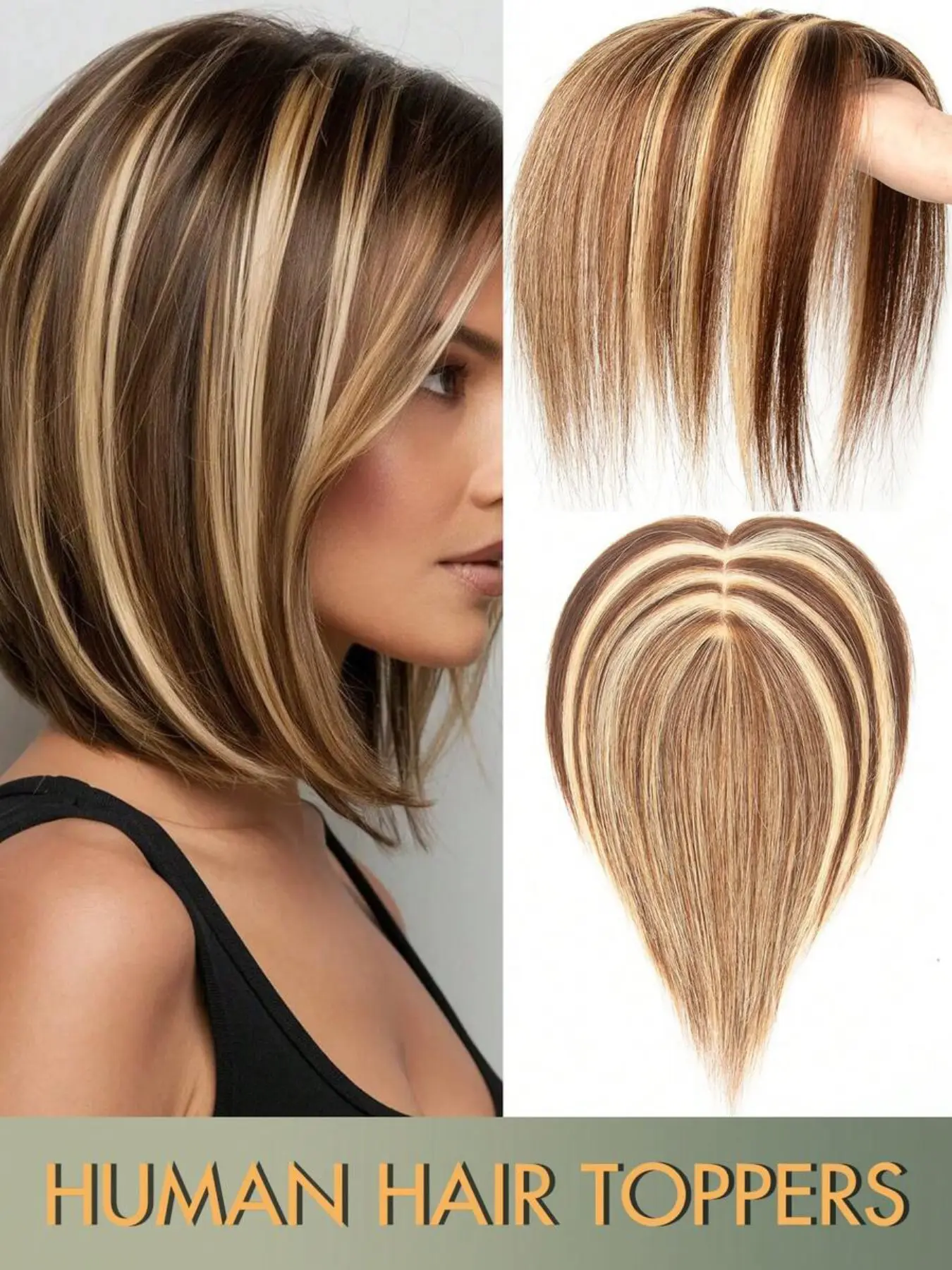 Women's Human Hair Topper Piece - Long Straight Dark Brown (16-18 Inch) Natural Look Hairpiece For Bald Spots & Thinning Hair, One-Piece Clip-On Hair Additions, Real Hair Toppers, Versatile Styling, Hair Volume Enhancement, Real Hair Extensions