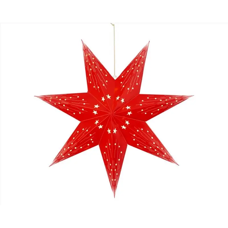 Lumineo 9096612 3D Popup Paper Star LED Christmas Lights - CE Certified, Warm White, Timer-Equipped, Dry Battery Power, Batteries Included, Indoor Lighting, Single Unit Festive Home Decoration Supply, 3D Popup Decorative Lights
