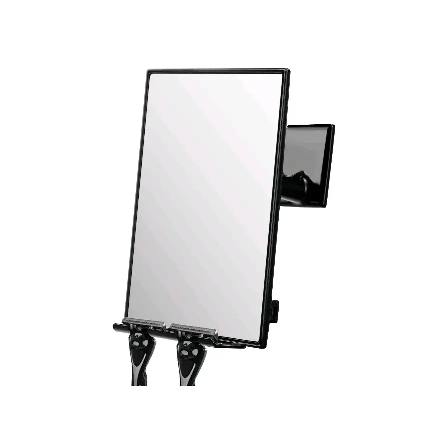 Bathroom Mirror for Shaving, 360-Degree Rotatable Swivel Mirror with Squeegee, Razor Holder & Ultra-Strong Adhesive - Adjustable Bathroom Fixture Accessory for Razor Storage, Bathroom Mirrors