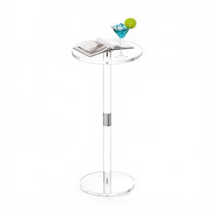 【DealsForYouDays】VEVOR Acrylic Drink Table, Clear End Table Round Top with Solid Post, Modern Acrylic Cake Table Stand, Transparent Side Desk for Coffee, Drink, Food, Snack, Easy Assembly, 10 x 10 x 21.3 in (Clear)