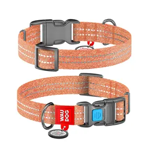 Brown Reflective Cotton Dog Collar Eco Friendly for Small Medium Dogs 1016 inch