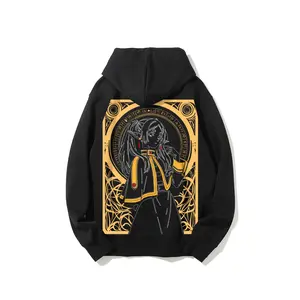 Printed Unisex Casual frieren beyond journey’s end anime print 100% Pure Cotton Hooded Pullover Sweatshirt Independent Design Soft Skin Friendly Street Fashion Trendy Anime Merchandise Menswear Tops Breathable Fabric