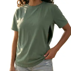 Giftifymama Women's Solid Color Hidden Zipper Nursing T-Shirt - Soft Postpartum Outfit, Breastfeeding Nursing Clothes, Mother’s Day/New Year Gift