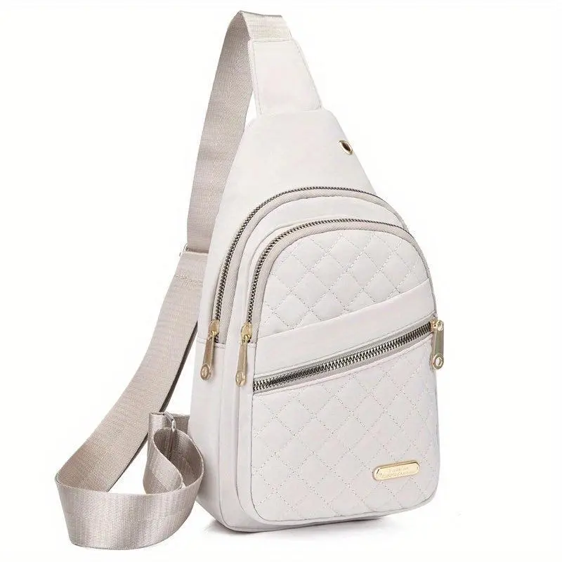 Sling Chest Bag Phone Purse Waterproofing Nylon Women Men Small Shoulder Bags for Sports Shopping Leisure White Sling Bag