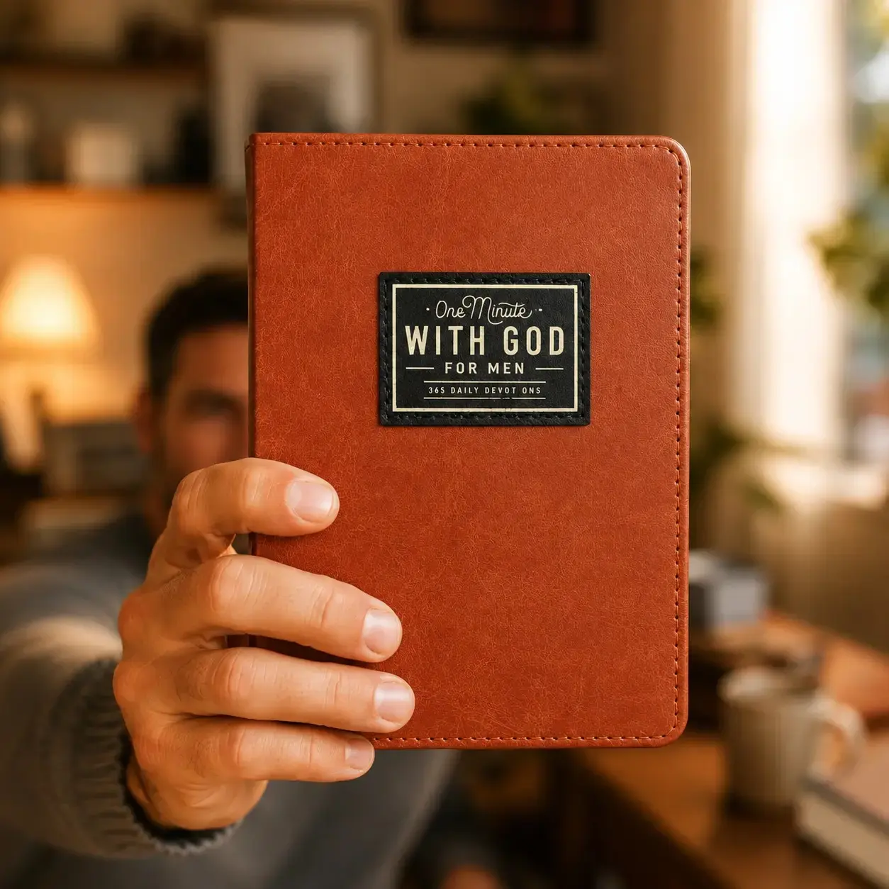 One Minute with God for Men, 365 Day Devotional Book, Daily Faith Reflection Journal with Brown Faux Leather Cover, Inspirational Christian Gift for Dad Husband Son Friend,back to school backtoschool