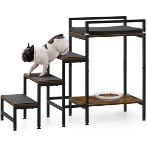 Pet Window Perch with Stairs, Dog Bunk Beds with Stairs, 4 Steps Dog Stairs for High Beds for Small Dogs and Cats