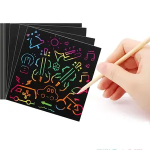 51/101Pcs Rainbow Scratch Card Set that reveals hidden vibrant color patterns, imaginative oil-painted cardboard offers limitless enjoyment - ideal handmade gifts for celebrations, birthdays, Halloween, and Christmas.