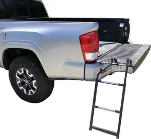 Pickup  Tailgate Ladder - Universal Fit, Stainless Steel Self Drilling Hex Screws for Easy Install, Durable  Step Grip Plates, and Sturdy Rubber Ladder