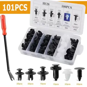 HE26 Car Self-Tapping Screw Set 101PCS Retaining Clips & Screws U-Type Fasteners Anti-Rust Automotive Accessories for Cars Motorcycles Atvs Mopeds Truck Detailing Carbon Decor Car Interior Kit