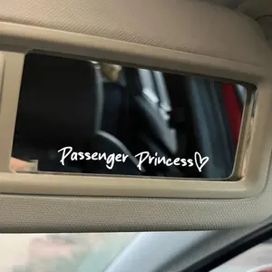 1PC  English: "Passenger Princess" Creative Car Sticker, Girly Car Accessories, Handwritten Heart Design, Personalized Car Decoration Sticker for Passenger Seat Girls, Suitable for Vanity Mirror and Rearview Mirror