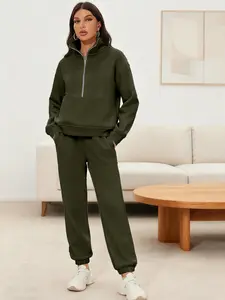 Size XS-7XL,Women's two-piece wool sweatshirt set - Comfortable zipper hoodie and matching pants, autumn and winter casual streetwear, comfortable clothing | casual streetwear | zipper hoodie