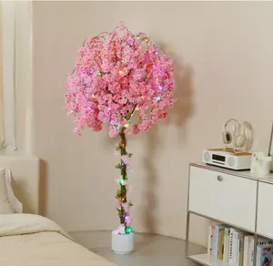 Artificial Cherry Blossom Tree 6FT  – Tall Faux Sakura Tree with 100 LED lights and Silk Flowers – Indoor Outdoor Decorative Tree for Home Office Wedding Party Decor, Housewarming & Holiday Gift bonsai