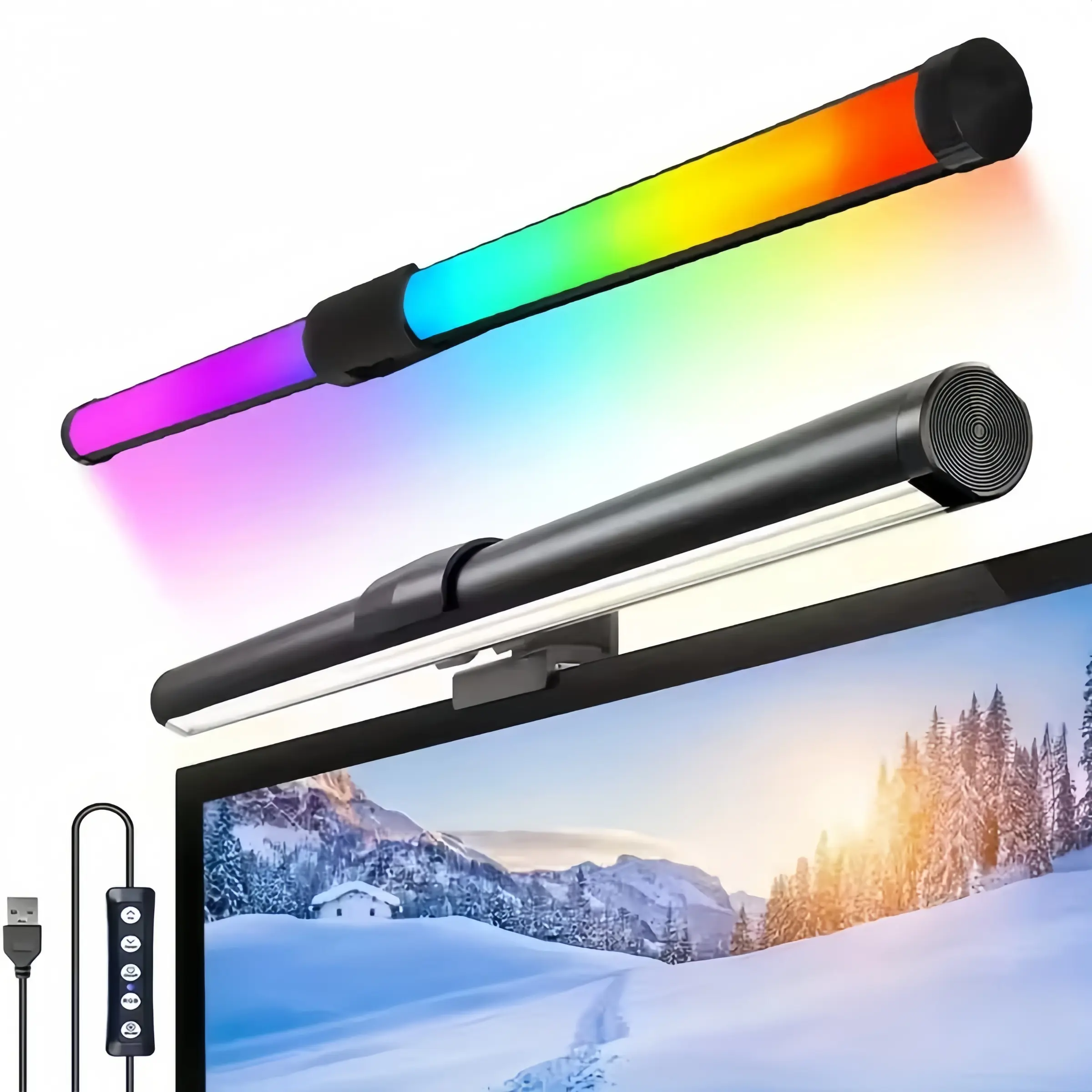 LED Computer Monitor Light, RGB+3 Color Temperature Adjustable Display Strip, 40cm Screen Lamp for Home Office Eye Protection, Lighting Modes Adjustable, Modern Mood Lighting, Adjustable Desk Light, Led Rgb Lights, Adjustable Leds