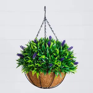 18" UV Resistant Artificial Lavender Hanging Basket (Indoor/Outdoor)