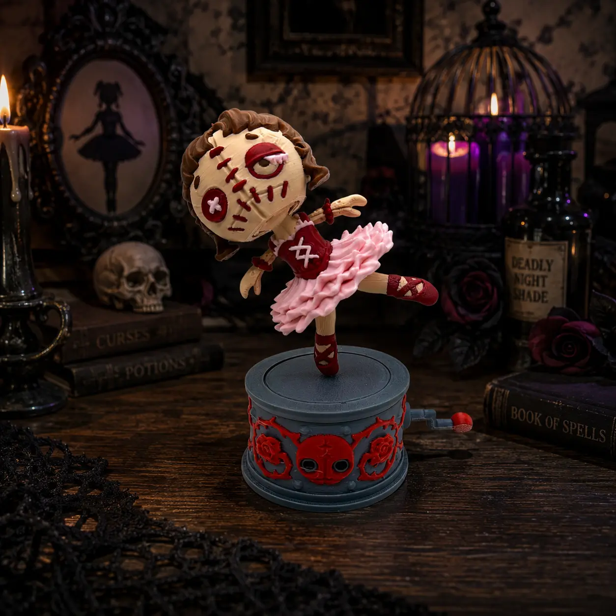 Creepy Ballerina Music Box Doll – 6" Collectible Desk Decor