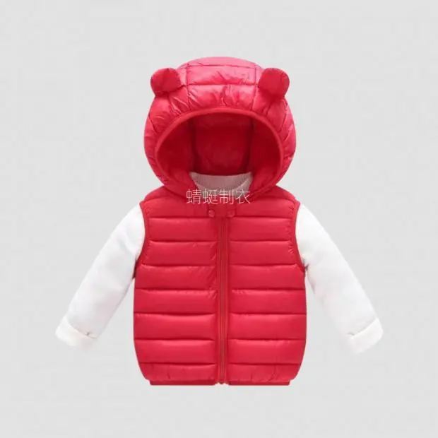 Girls' Casual Hooded Sleeveless Puffer Vest - Woven Polyester-Filled, H-Type Conventional Fit, Zip Top, Hand Wash Only, Do Not Dry Clean, Regular Size, Daily Wear, 3-4Y, 5-6Y, H Vest Tops