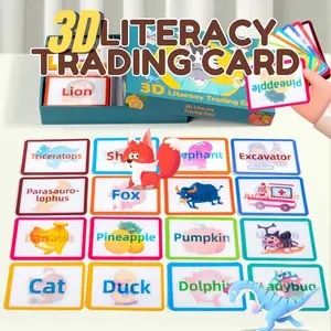 3D Literacy Trading Cards Montessori Education My First Flash Cards for Toddlers - Fun Learning Cards Featuring Colorful Characters