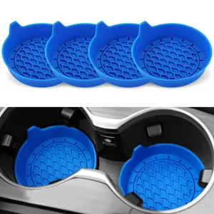 Car Cup Holder Mat Silicone Insert, Universal Non-Slip Car Cup Holder, Automotive Interior Accessories Unisex, 4 Pack Blue