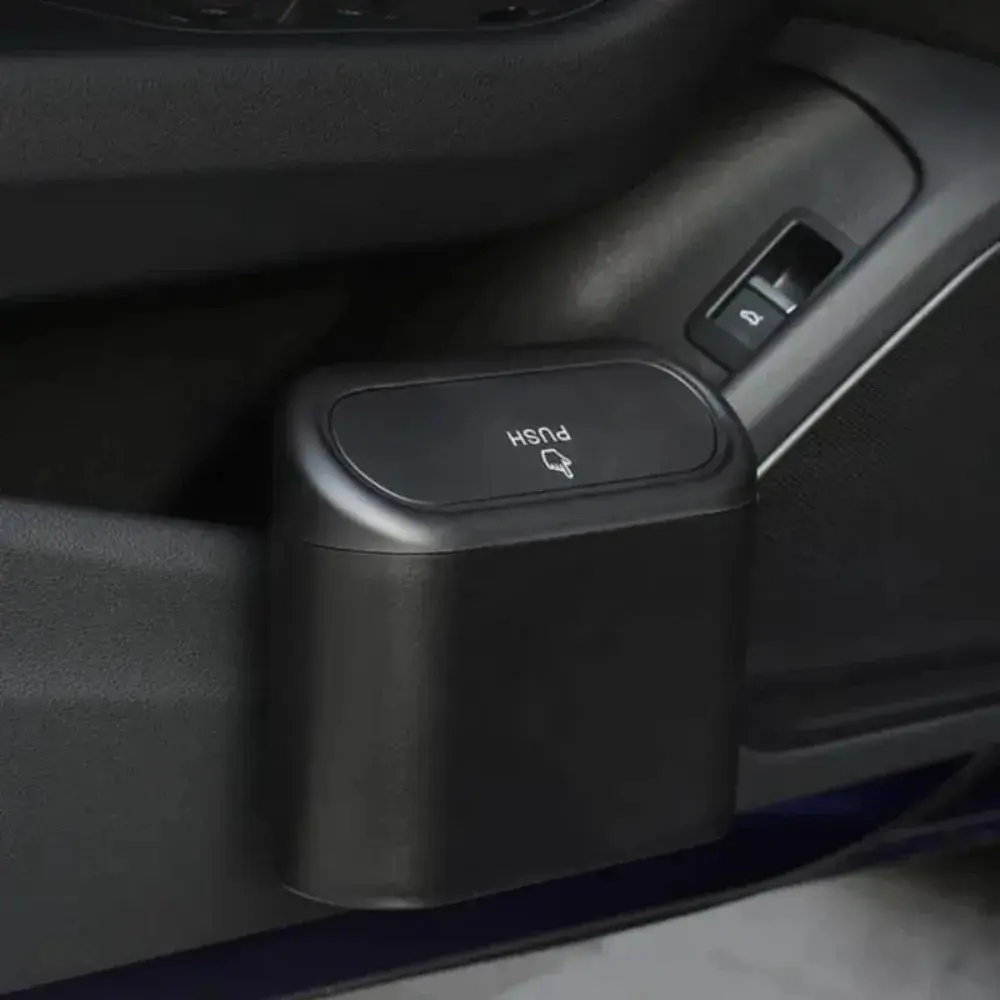 Car Trash Can Door Hanging Dustproof Storage Box, Square Press Garbage Bin, Garbage Can For Car, Car Waste Container, Vehicle Organizer, Car Hanger, Car Interior Storage, Auto Trash Can