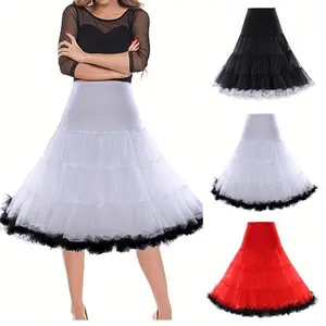 High Waist Contrast Color Long Petticoat Underskirt for Women's Long Dress(Sheets)