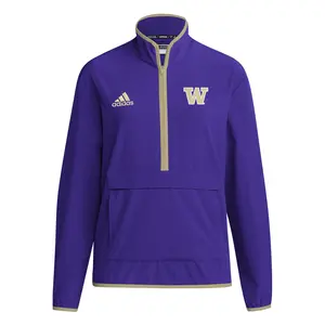 adidas Mens Washington Huskies Quarter Zip Jacket Training Athletic Outerwear Casual - Purple
