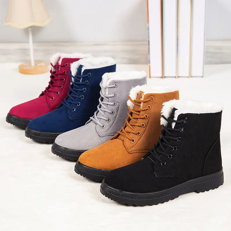 Women's Fuzzy Lined Winter Ankle Booties, Comfortable Stylish Shoe Booties for Snowy Days
