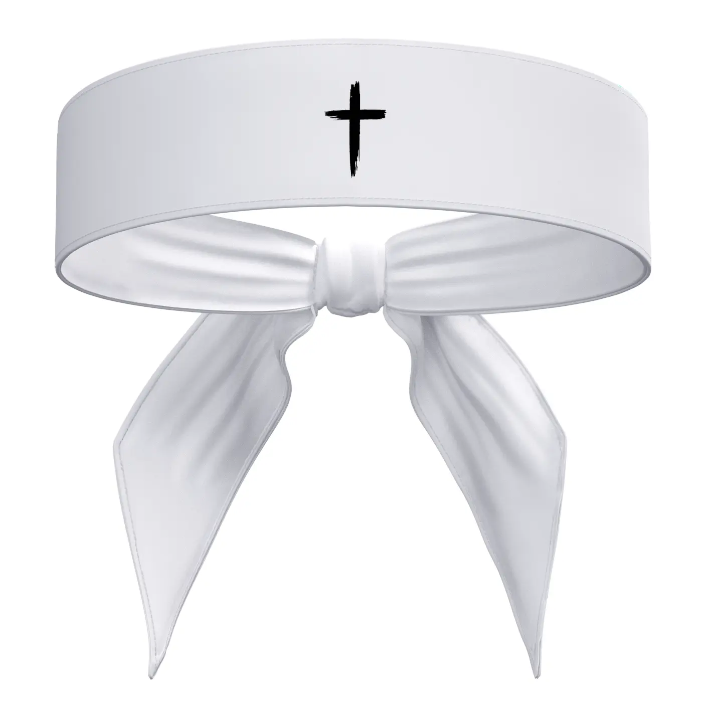 Cross Sports Head Tie Headband Sweat Fitness Black White - Christian Jesus God Scripture Bible Verse Faith Inspirational Men's Women's Kids Sweatband Head Band Sweat Band