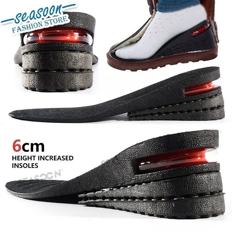 6cm Height Increase half and full Insoles 3-layer Air Cushion Heel Insert Lift Shoes Insole for Men and Women Orthopedic Feet Arch Support shoe Cushion Unisex Foot Care 1pair