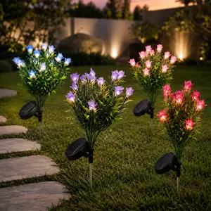 Solar Garden Flower Lights, LED Solar Stake Lights Outdoor Waterproof Gardenia Decorative Pathway Lights for Yard Lawn Patio Flower Bed Landscape Decor, Multi-Color Outdoor Solar Flower Lights for Garden Decor