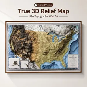 3D USA Topographic Map Decoration Print
