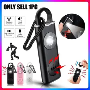 Self-Defense Personal Alarm for Women & Elders, Personal Safety Alarm, 130db Siren Sound, Low Battery Alarm, Rechargeable Keychain Design with LED Flashlight, Protection