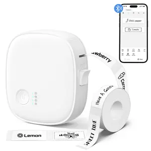 Bluetooth Thermal Label Printer with Tape AH-P05, Wireless Mini Label Makers, Waterproof & Rechargeable, Built-in Cutter, for Study Notes, Barcode, Memos, Home, Office, Kitchen