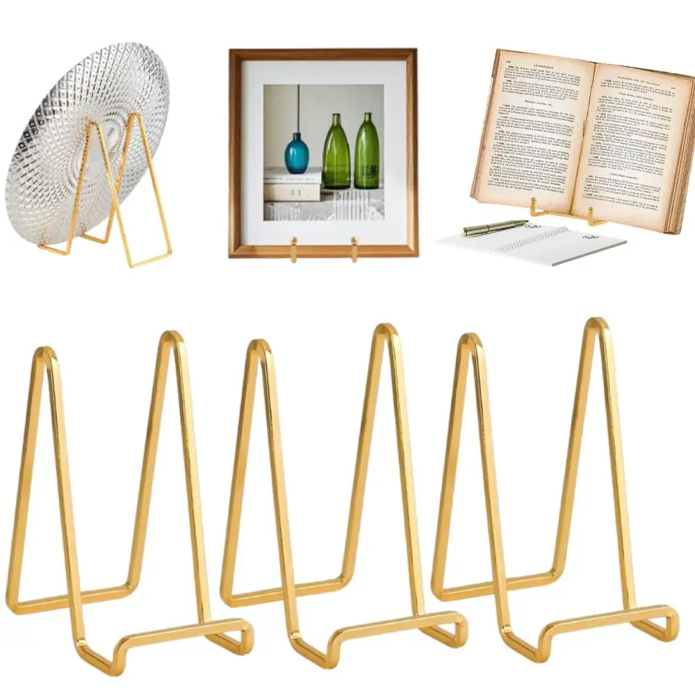 3PCS Plate Easel Display Stand - 6" Metal Plate Stand - Tabletop Picture Stand - Gold Iron Easel for Displaying Pictures | Picture Frames | Books | Decorative Plates | Plaques