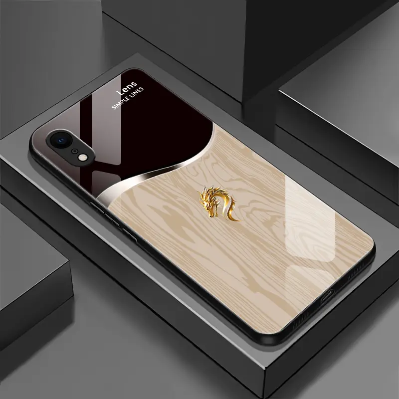 Suitable for [iPhone Xr] Personality simple split dragon pattern creative business high-end anti-drop glass mobile phone case affordable anti-drop anti-fingerprint-888