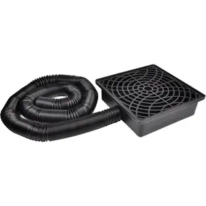 Low Profile Catch Basin Drain Kit Downspout Extender, 12"12" Catch Basin Gutter Downspout Extensions with 2" ID Flexible Pipe, Pipe Stretched Length 16.4ft, Rainwater Drainage System