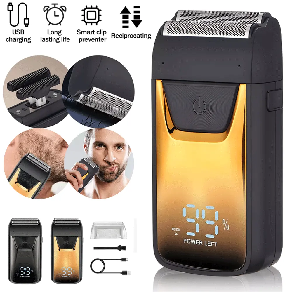 Rechargeable Electric Foil Shaver, Wet Dry Shaver, Cordless Hair Trimmer, Beard Trimmer, Waterproof Portable Shaver For Men, Great for Gift,Usb Rechargeable Razor