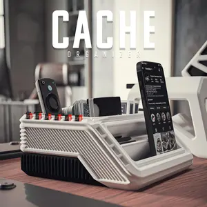 CACHE Angled Phone Stand & Desk Organizer for Tech, SD Cards & Workspace