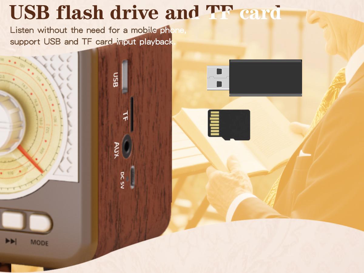 Radio Portable AM FM SW Bluetooth Speaker Vintage Radios with Phone Stand TF Card/AUX/USB Small Retro Radio Battery Powered&Solar for Outdoor Old Vintage Decor Birthday Gifts for Women,Men,Dad