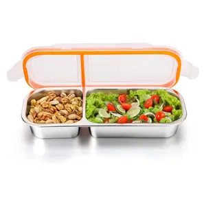 Stainless Steel Snack Container with Lid, Reusable Spice Box, Divided Food Storage, Lunch Box, High-Quality Stainless Steel Meal Box