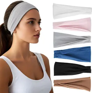 6 Pack Wide Elastic Headbands for Women – Non Slip Stretchy Hair Bands Soft Sweatbands for Workout Yoga Makeup Daily Use