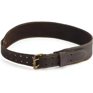 Small/Medium 3" Wide Full Grain Leather Tool Belt with Double Stitched Construction and Rivets, 27" to 38" Length - Cinturón Para Herramientas De Trabajo
